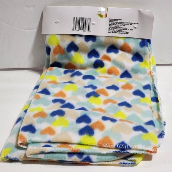 Angel of Mine Fleece Baby Blanket Multicolor HEARTS 30 x 30 New - Picture 4 of 4